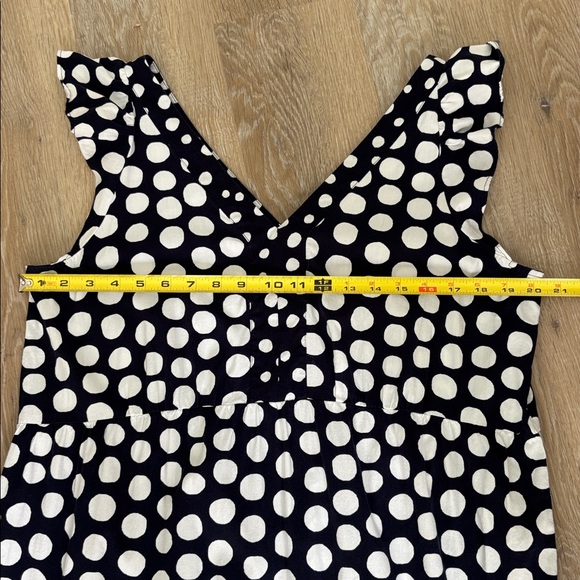 LOFT Maxi Dress size large navy blue and white polka dots tiered flutter sleeve - Picture 13 of 14